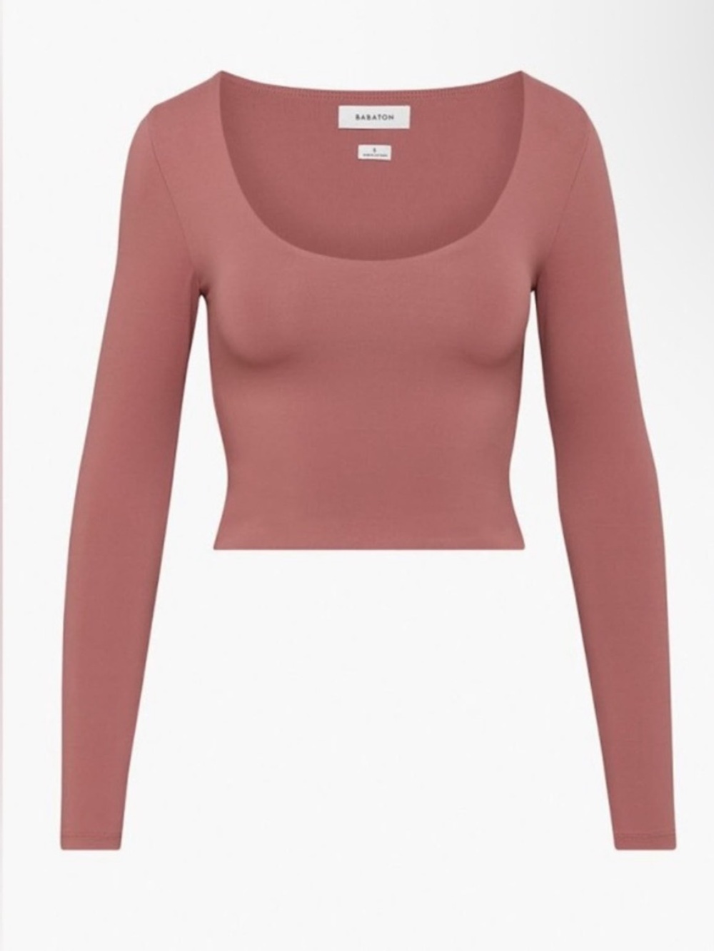 VGUC BABATON Contour Scoop neck Long Sleeve stretch iRed Willow Mauve Pink S